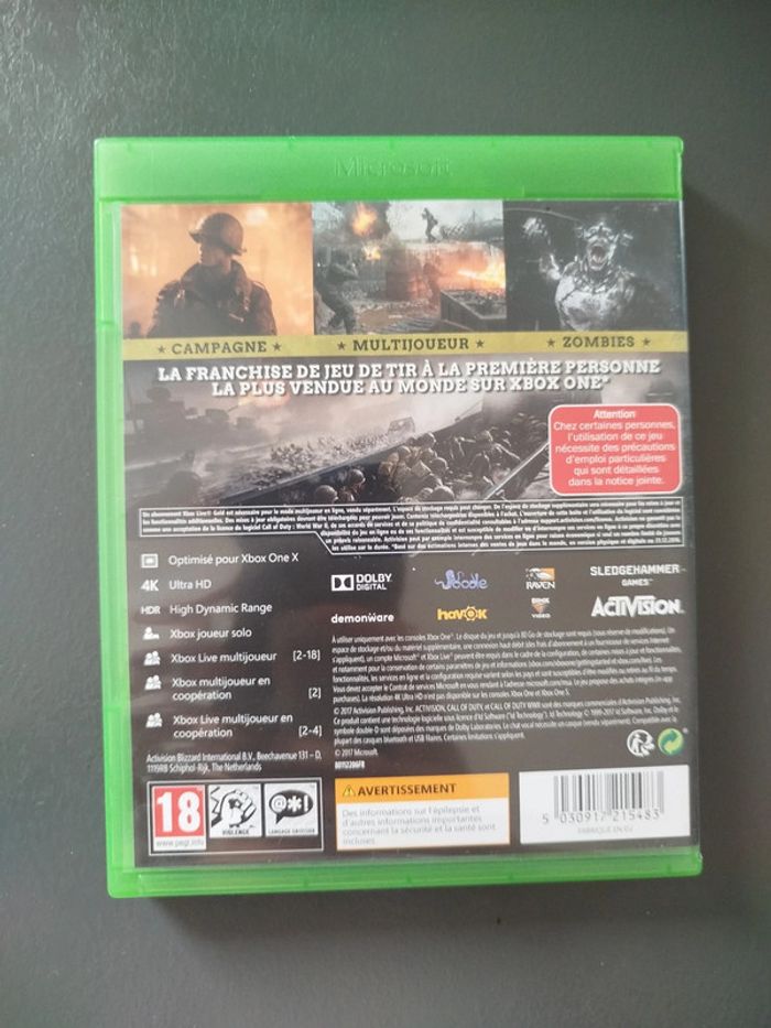 Boîtier call of duty WWII Xbox one - photo numéro 3