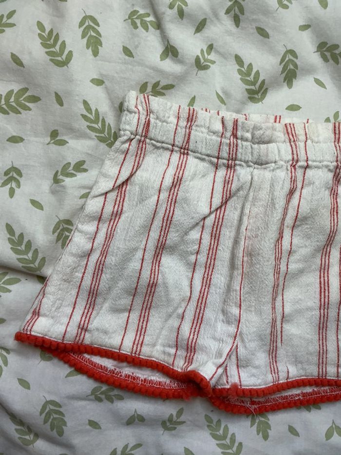 short blanc rayé corail 12 mois grain de blé - photo numéro 5