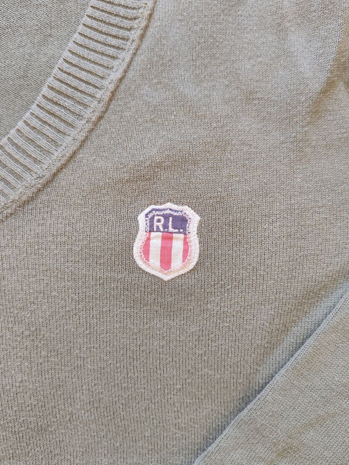 Pull col V léger Ralph Lauren taille s kaki - photo numéro 3