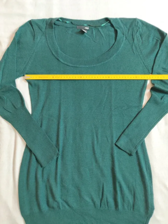 Pull long col rond H&M vert forêt taille M - photo numéro 6