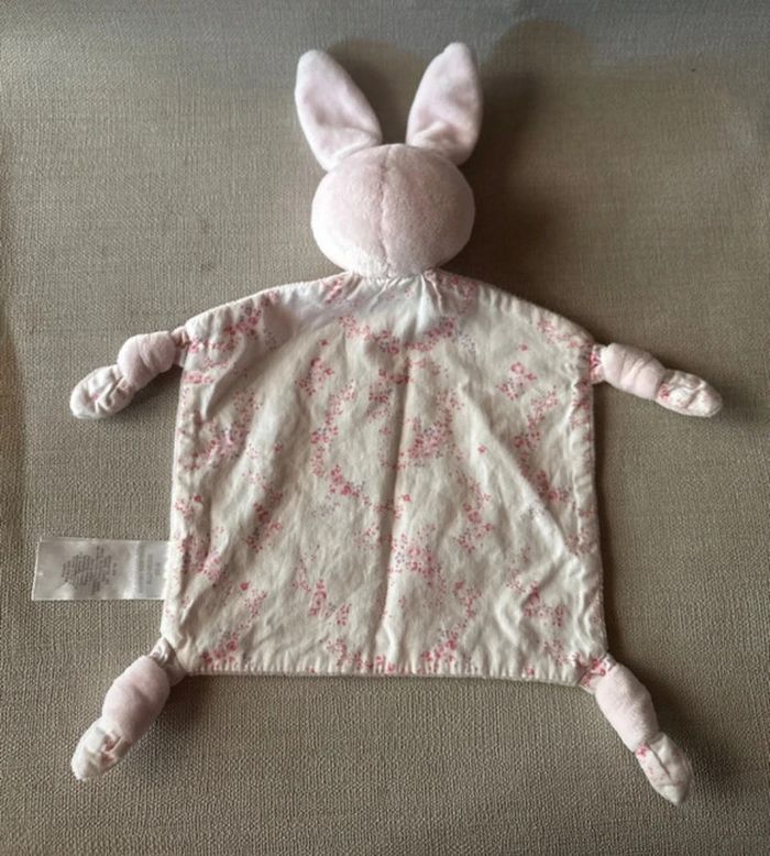 Doudou plat lapin rose Earlydays fleurs - photo numéro 2