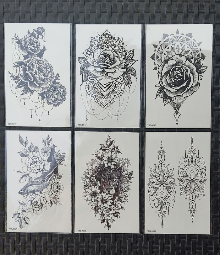 Lot tatouages temporaires ultra réaliste style fleurs