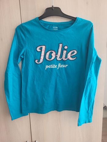 Tee shirt manches longues Kiabi turquoise 10 ans