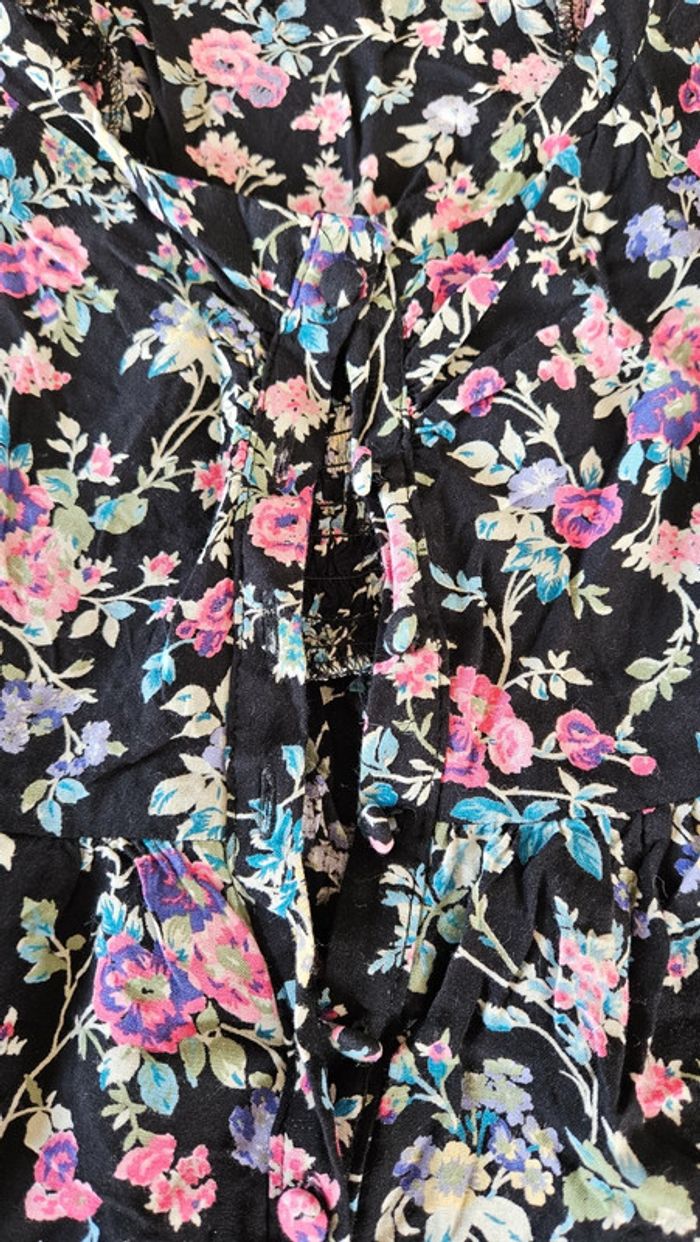 Combi short noir à fleurs roses, YD, 8/9 ans - photo numéro 5