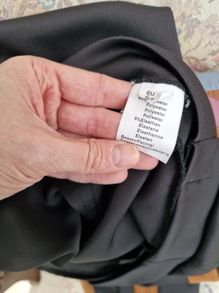 Pantalon Legging Bi Matières Noir Avec Bandes Marron - photo numéro 7