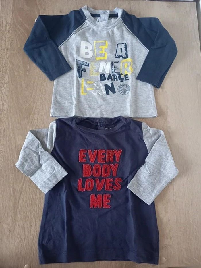 Lot de 2 t-shirts manches longues 6 mois