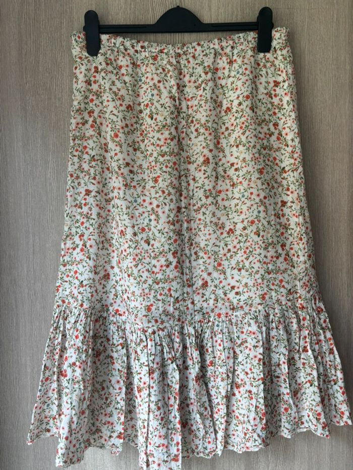 Jupe longue volantée à imprimé petites fleurs champêtres - Léon& Harper - T38 - photo numéro 5