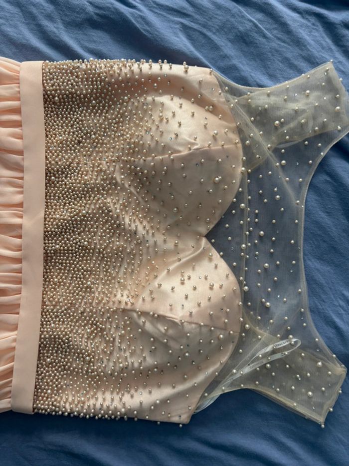 Robe cocktail  / soirée / baptême femme abricot 44 - photo numéro 4