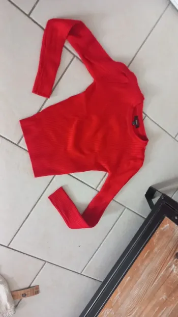 Pull fin jennyfer rouge côtelé xs femme