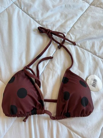 Maillot de bain marron cerise à pois noir coque neuf taille S/36
