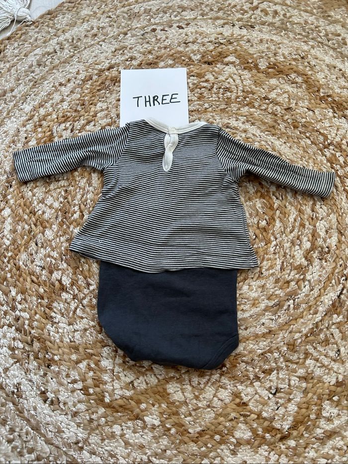 Bodies tee-shirt 2 en 1 rayé bleu marine petit bateau - photo numéro 3