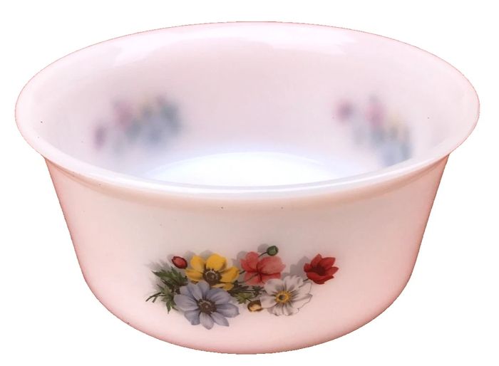 Années 1960  Saladier  Arcopal France Décor Anémones