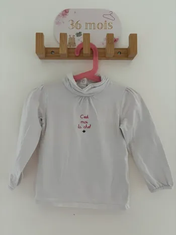 T-shirt col roulé blanc Kiabi fille – 36 mois, doux & chaud