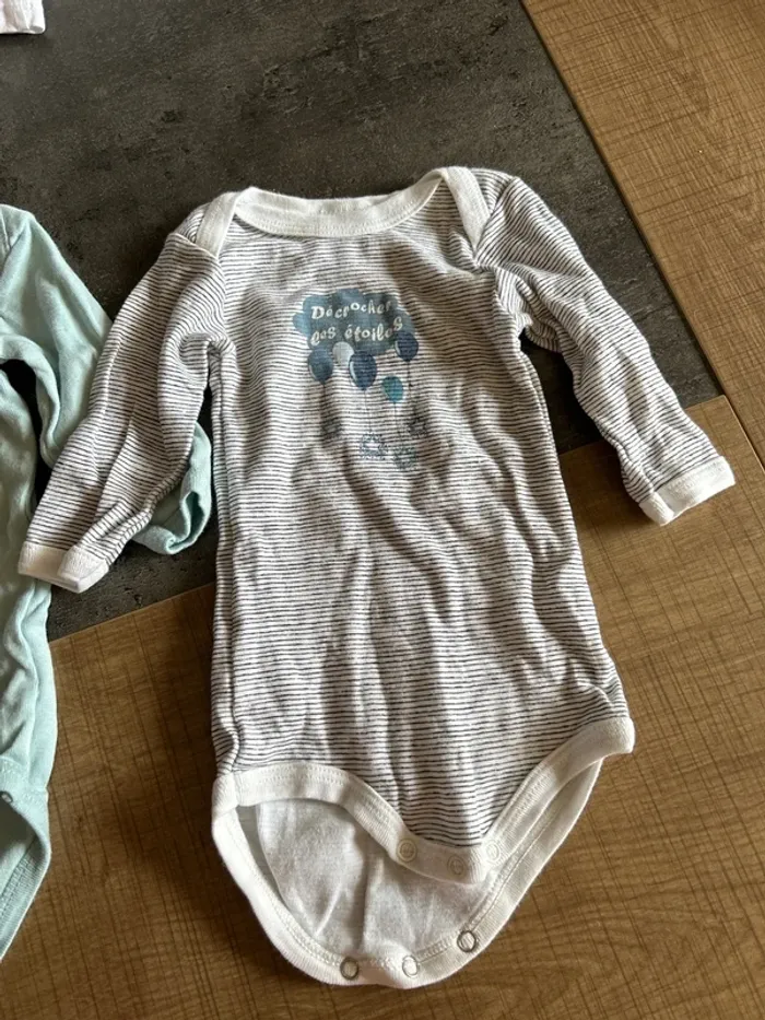 Lot de 2 bodys manches longues bébé garçon, petit bateau 3 mois - photo numéro 3