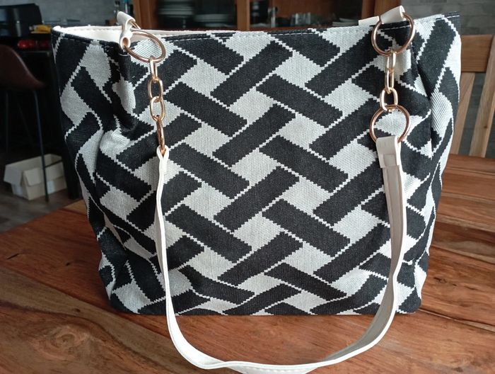 Sac à main toile et simili cuir - photo numéro 3