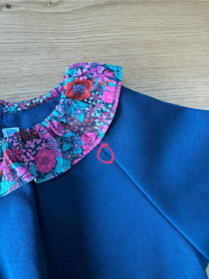 Robe en molleton bleu marine et col froufrou liberty Margaret Annie - Taille 3 Ans - photo numéro 6