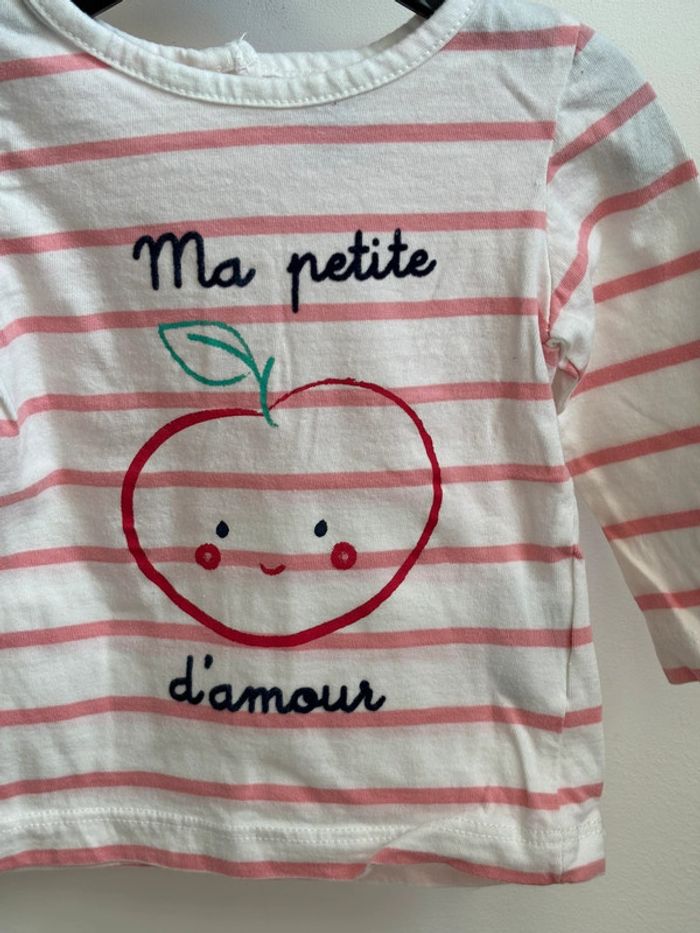 T-shirt manches longues rayé pomme 6 mois - photo numéro 3