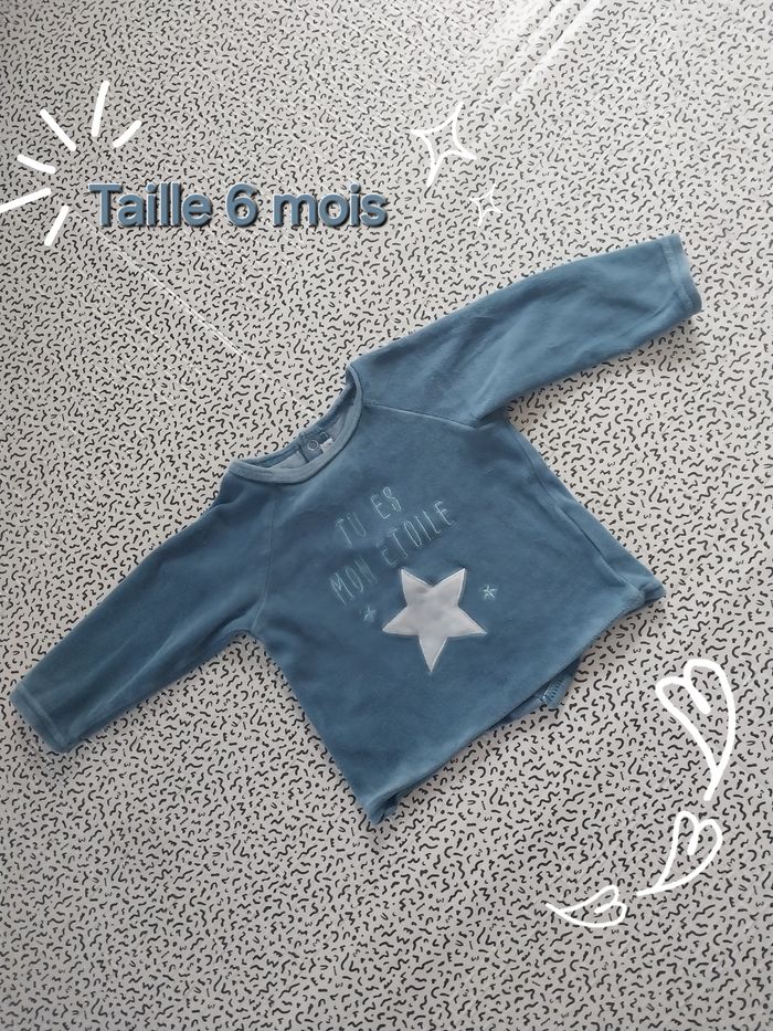 Haut de pyjama bébé bleu "Tu es mon étoile" 6 mois 🌟
