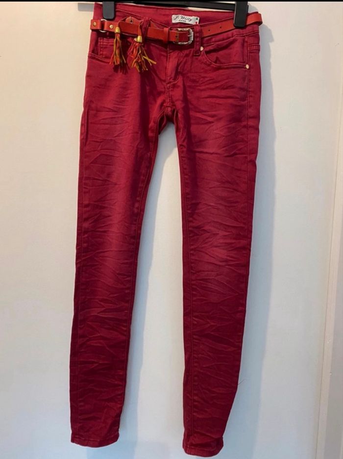 Jean slim bordeaux taille XS - photo numéro 2