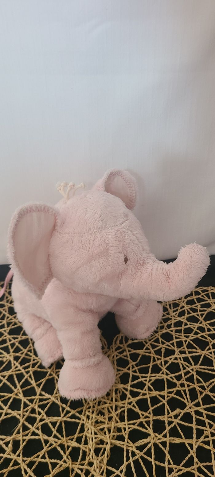 Ferdinand l'éléphant 25 cm rose pâle tartine et chocolat - photo numéro 5