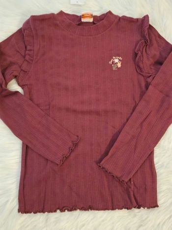 Neuf (non porté)⚘️⚘️😍🤩 superbe teeshirt côtelé ml 10 ans fille ⚘️⚘️🤩😍