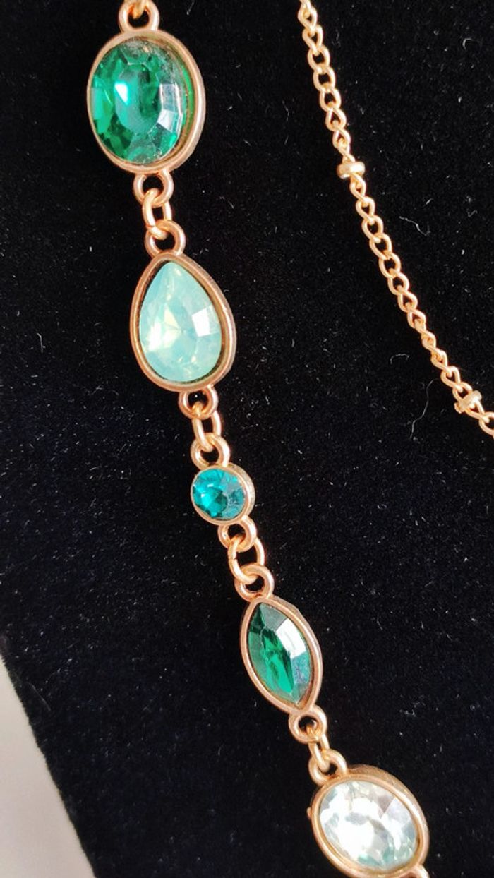 Collier strass vert double rang - photo numéro 3