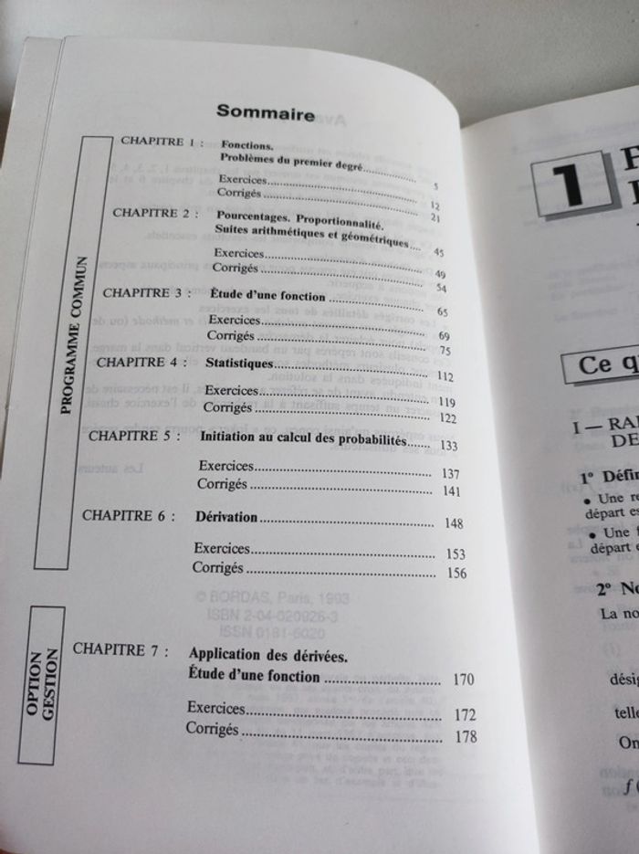 Livre Jokers Math 1ère STT Bordas exercices corrigés - photo numéro 3