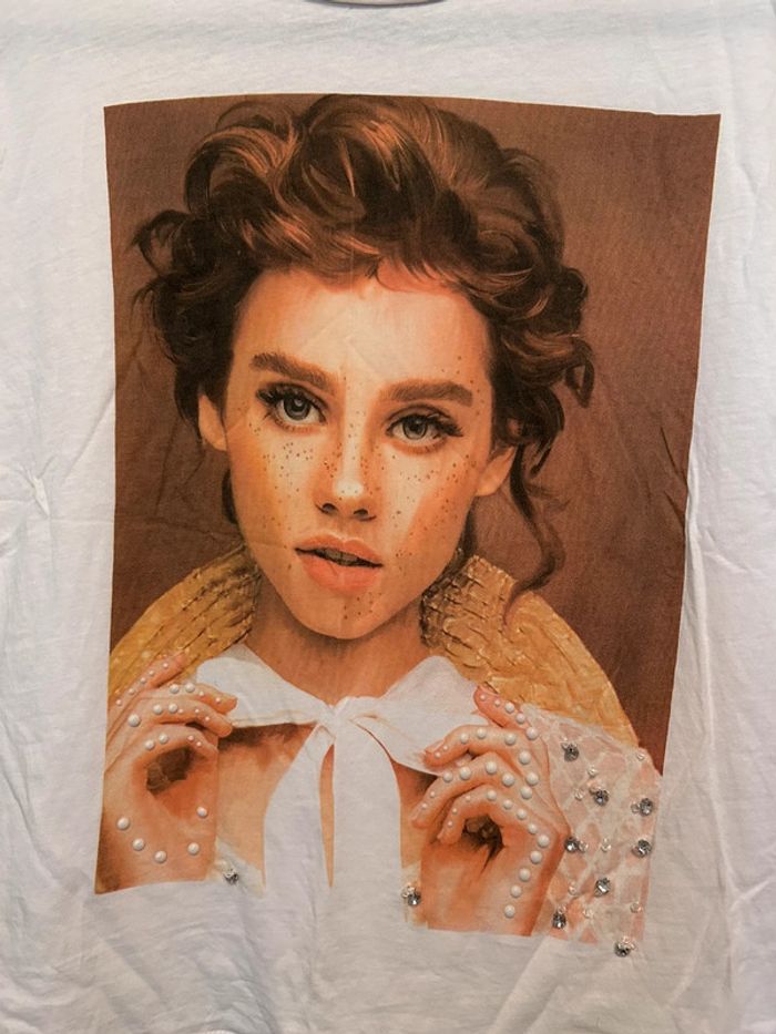 T-shirt imprimé visage taille L - photo numéro 2