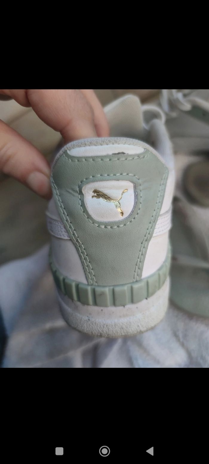 Baskets sneakers 38 compensées Puma blanche et vert amande - photo numéro 8