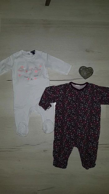 Lot de 2 pyjamas coton mi saison fille 3mois