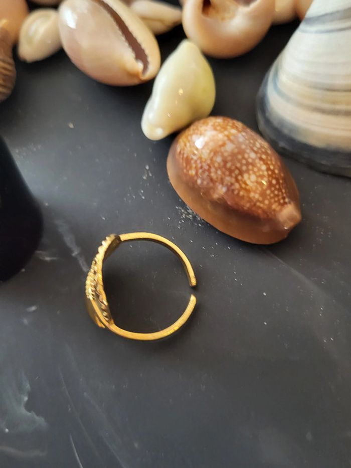 Bague ajustable Ronde Géométrique en acier inoxydable doré en forme de soleil - photo numéro 4