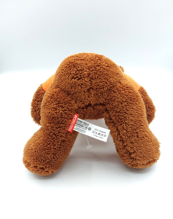 Peluche doudou ours marron zoo refuge la Tanière Minifeet tee-shirt orange 20 cm - photo numéro 4