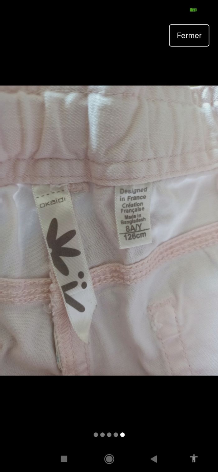 Short rose pâle blanc Okaïdi 8 ans - photo numéro 5