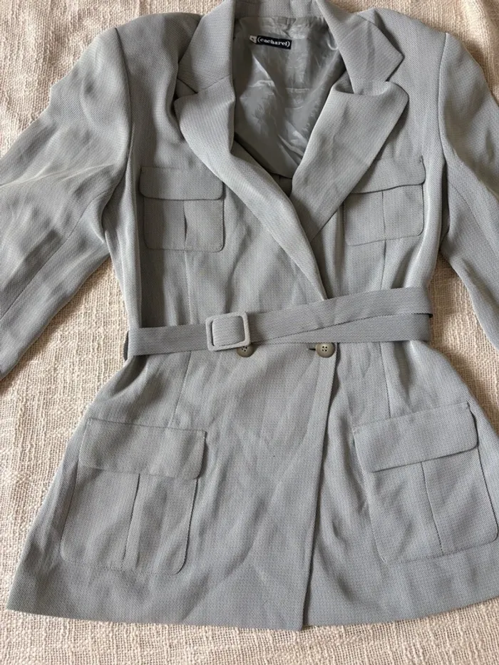 Ensemble Cacharel gris – Veste & pantalon 100 % polyester – Taille 42 - photo numéro 3