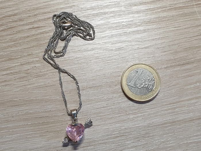 Ravissant collier fin vintage coeur flèche - photo numéro 2