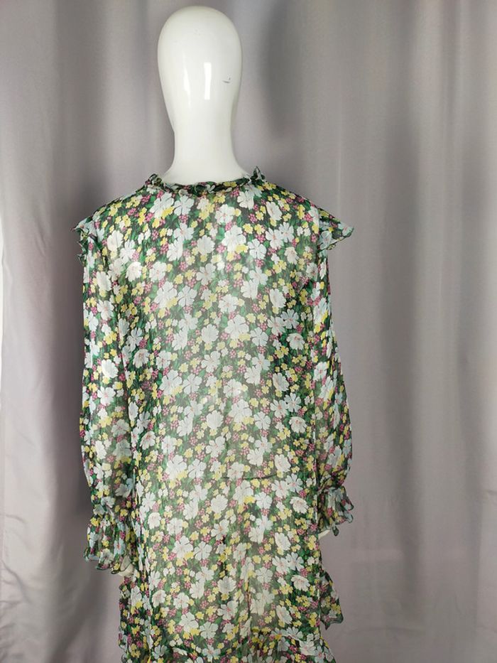 Robe fleurie Maje – Taille 1 – Voile fluide et dorures - photo numéro 18