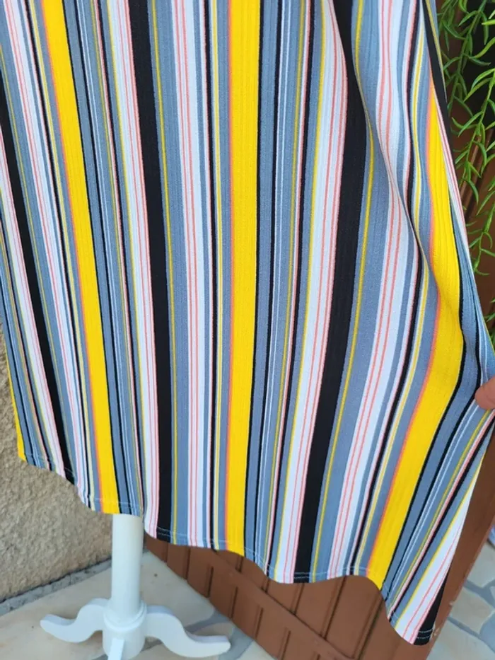 Robe fluide côtelé rayures multicolore vetistyle taille 54 - photo numéro 6