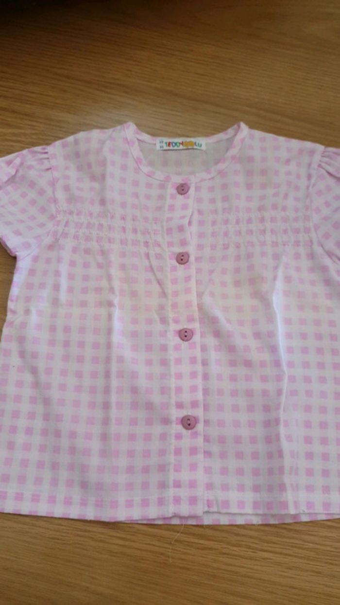 chemise carreau rose 2 ans