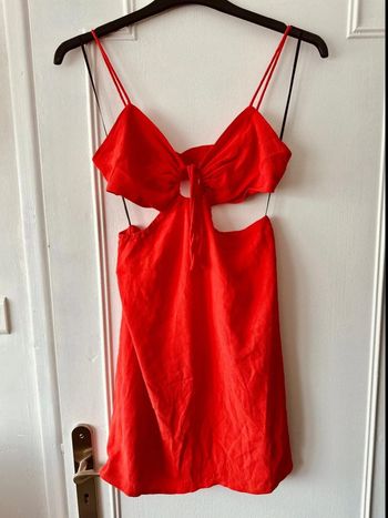 Robe courte à bretelles avec ouvertures corail/rouge taille M H&M