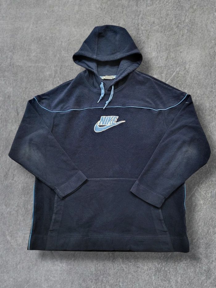 Sweat à capuche / Hoodie Nike polaire vintage bleu marine logos brodés - XL