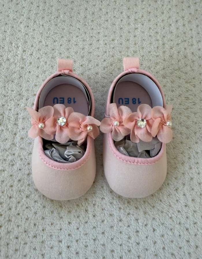 Chaussure rose et fleurs