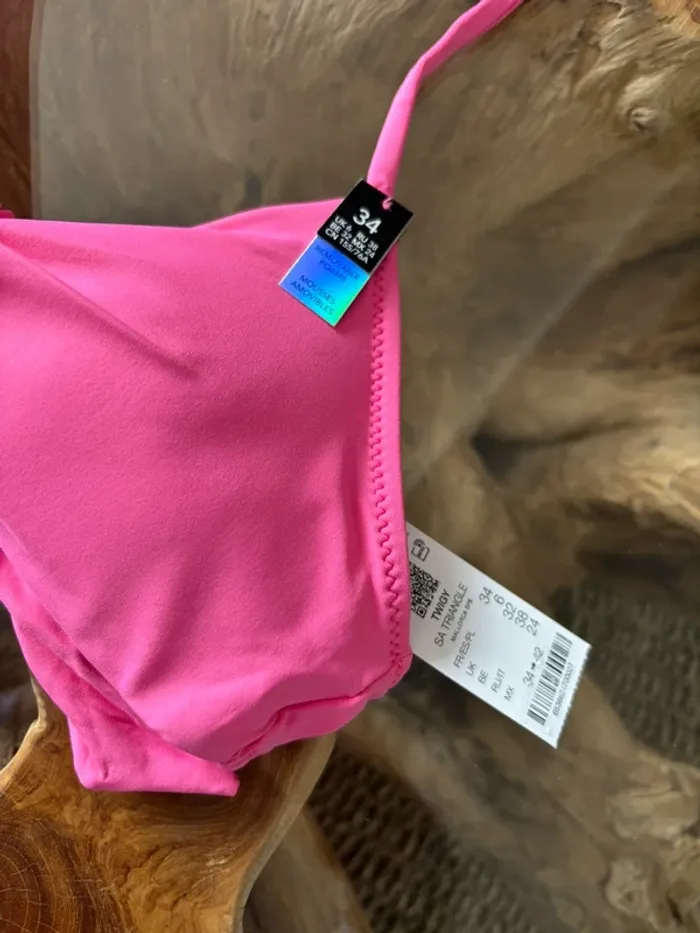 Maillot de bain Etam 2 pièces rose brésilien triangle - photo numéro 4