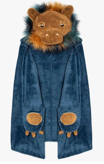 cape garcon / sortie de bain / pyjama transformable en coussin lion bleu 8-12 ans