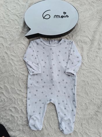 Pyjama grenouillère velours Mixte 6 mois Étoile Carrefour