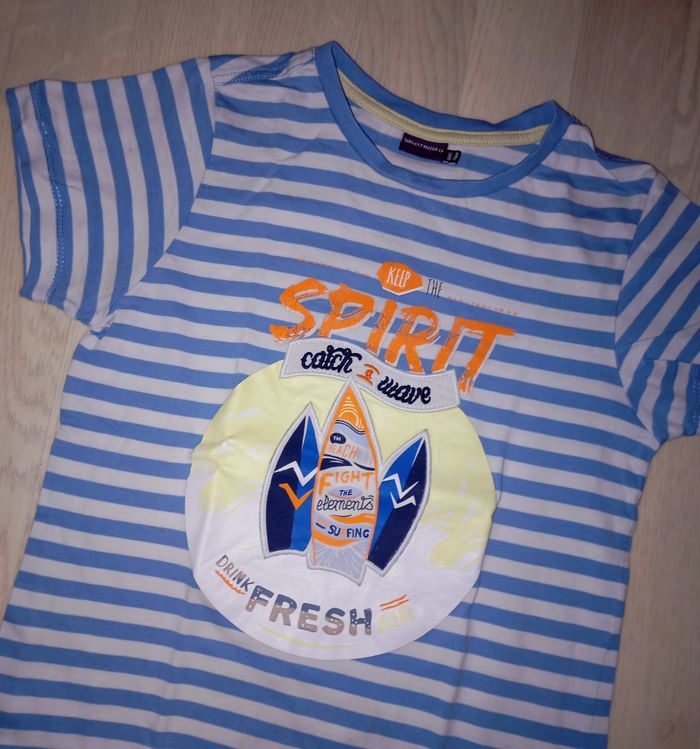 Tee-shirt marinière bleu et blanc motif surf Sergent major 
T. 10 ans - photo numéro 2