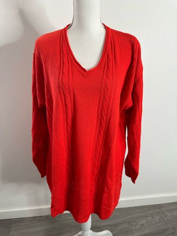 Pull oversize en maille torsades orange vif Vintage TU