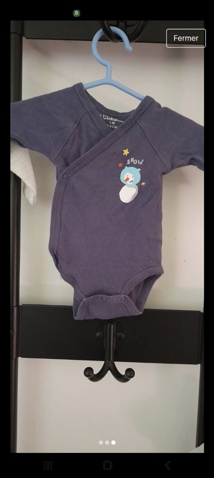 Lot de bodies manches longues taille 1 Mois - photo numéro 3