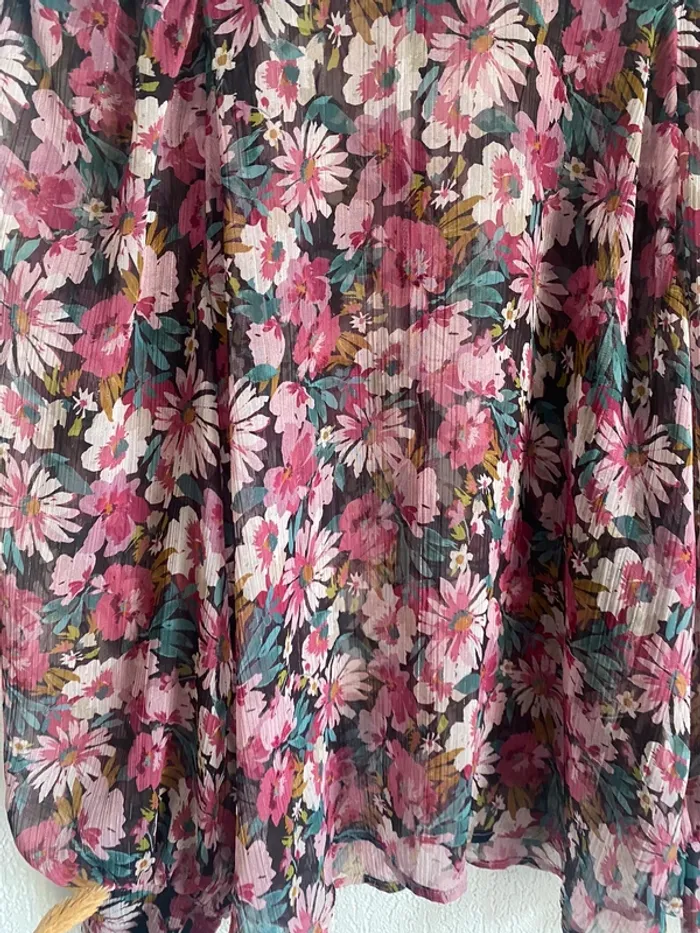 Blouse transparente camaïeu taille m 38 fleurie - photo numéro 2