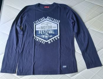 T shirt bleu marine et blanc 16 ans