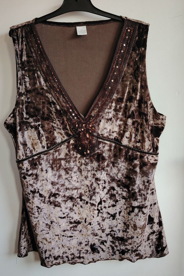 Débardeur en velours décoré – Camaïeu